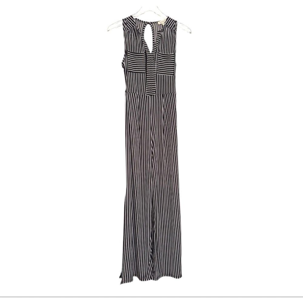 NWT Women's Monteau Navy & White Striped Tie Waist Sleeveless Jumpsuit S - Picture 5 of 14